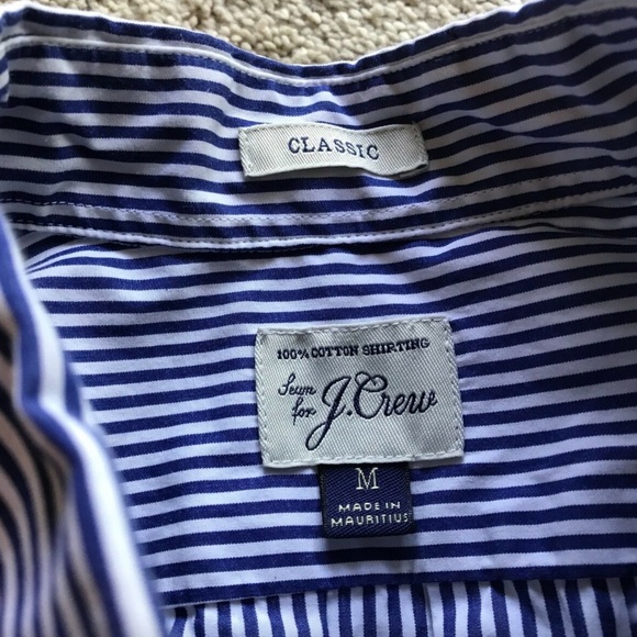 J.CREW Mens' Blue Stripe Button Dress Shirt